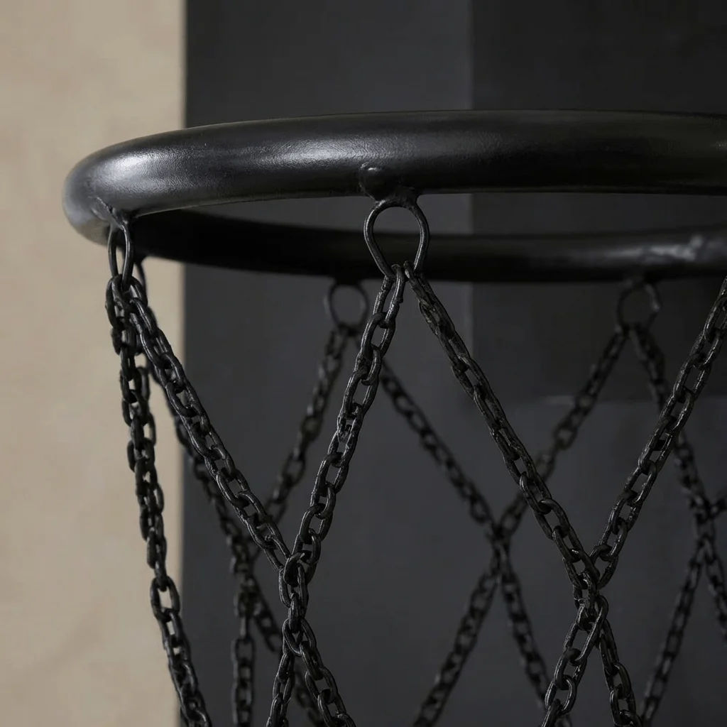 Black Leather Basketball Hoop: Wall Mounted Basketball Hoop - Indoor Sports Decor thumbnail 2